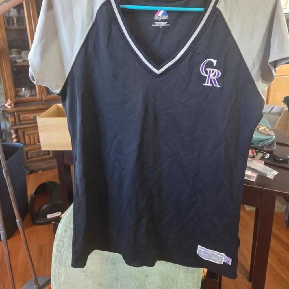 Rockies Women's Black and Navy T-shirt